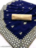 Blue round georgette saree with a matching border