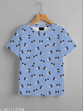 Mickey mouse print, navy blue t-shirt for women
