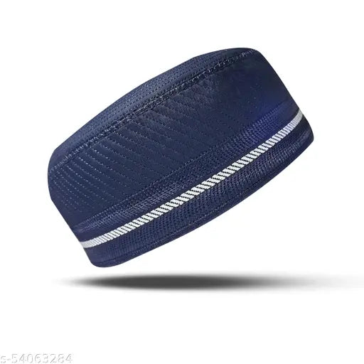 Embellished blue cotton Islamic prayer cap /topi, authentically designed with cross-line (silai), comfortable, easy to maintain, washable. High-quality product, original condition, suitable for men. Measure head circumference before ordering. Made in India