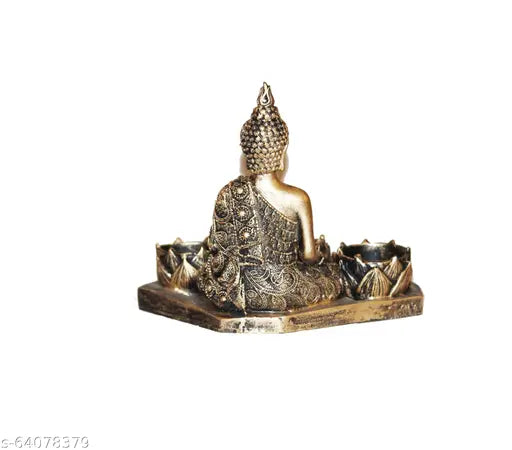 Tealight Buddha head statue, resin figurine for home decoration and spiritual peace, 12x15x17 cm from Miss Peach Handicraft, India