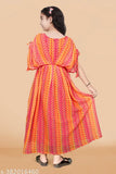 Multicolor festive wedding dress, sleeveless maxi length for girls, polyester printed design