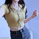 Lycra crop top & t-shirt, solid color from Coller's new collection, stretchable for full movement, size XS (28in bust, 16in length)