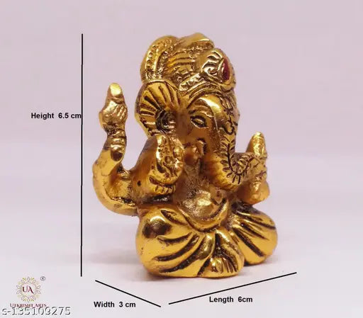 Metal Ganesha idol for car dashboard, handcrafted Indian decor showpiece