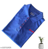 Cotton collar half T-shirt, solid color short sleeves, quality Indian apparel on display