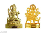 Gold-plated metal set of Hanuman ji, Laxmi Narayan, Shankar ji, and Maa Durga ji religious statues (standard size), ideal for home decor, office, or pooja room