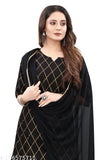 Gold printed women's kurta with sharara and dupatta set, knee-length