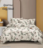 Royal cream floral printed cotton quilted AC comforter (85x85 inches), microfiber with hollow fiber filling and breathable design