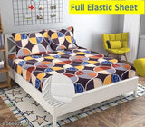 Navya Home Decor premium cotton elastic fitted bedsheets for double bed, brown with geometric print, superfine quality, 180 thread count, ideal for summer, adult use