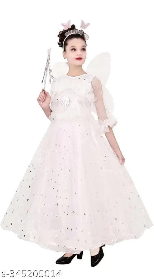 Embellished net three-quarter sleeve Pari frock for kids aged 2-8 years, Indian fashion dress on mannequin