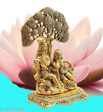 Metal Radha Krishna Idol showpiece under tree for home decor, 10 cm x 18 cm x 5 cm, Indian origin