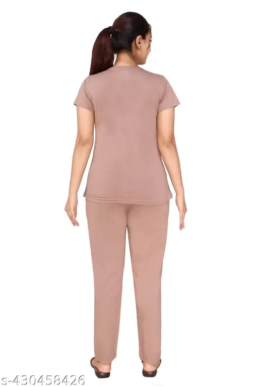 Cotton blend women's half sleeve round neck printed nightsuit, casual summer wear in L, XL, XXL