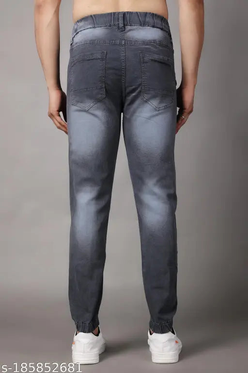 Dyed/Washed grey denim joggers for men, Zaysh brand - size 28 (waist 28in, length 40in, hip 32in), India-made