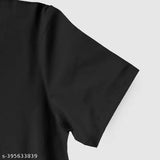 Black cotton blend bridesmaid wedding wear - short sleeve round neck bachelorette party tee for women