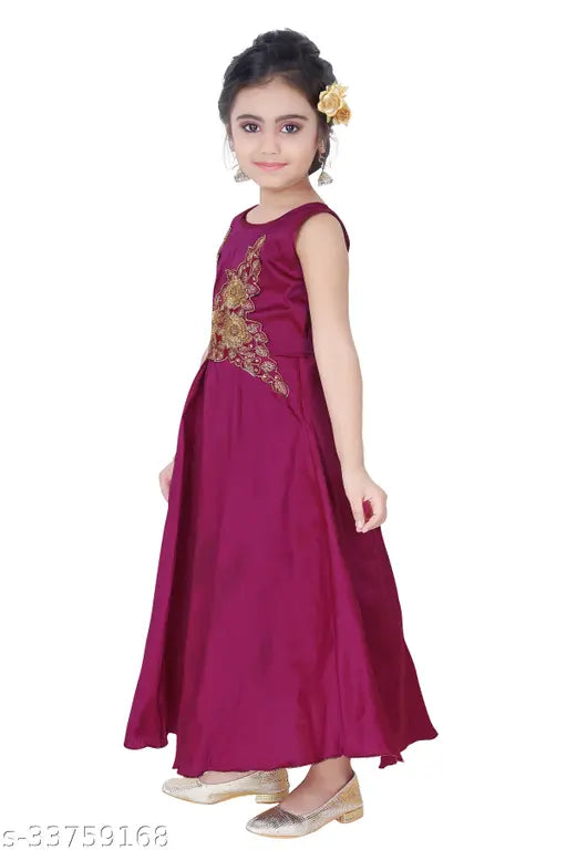 Silk blend sleeveless embroidered net frock dress for girls (3-4 yrs - 9-10 yrs), Indian-made party wear
