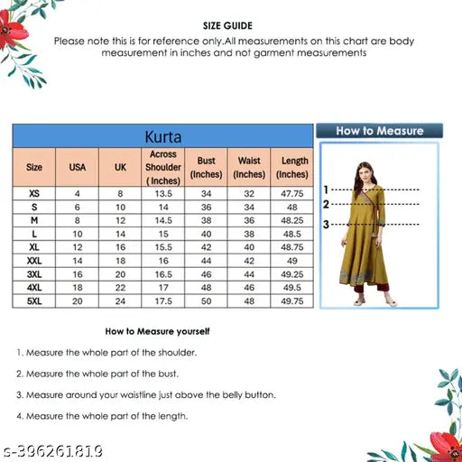 Solid kameez yellow, kurtas, short sleeve, size chart