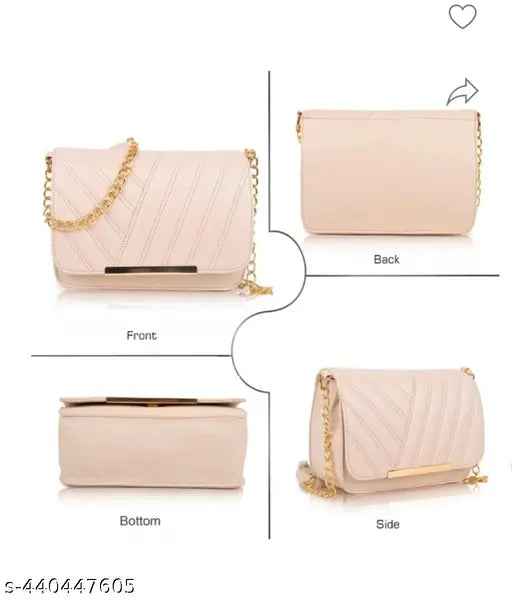 Cream designer sling bag, fashionable crossbody handbag