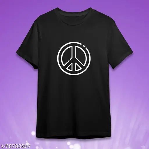 Peace Stylish Unisex Premium Cotton Blend T-Shirt with printed pattern, short sleeves, size N from India