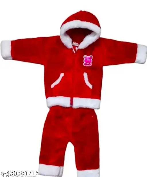 Woolen solid-color kids pajama set, long sleeves for 0-3 months