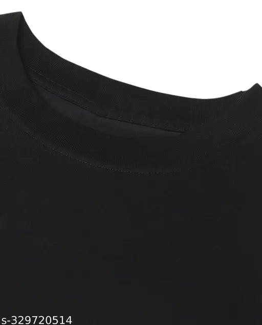Oversized black cotton crew-neck T-shirt, unisex