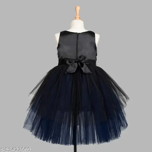 navy blue net sleeveless embellished party dress for kids, toy balloon design, girls fashion India