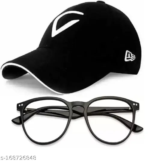 Stylish trendy cotton baseball cap & selfie sunglasses set for men and boys, adjustable design from India