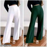 Cotton blend solid bell bottom trousers for women, 28, 30 waist sizes, made in India