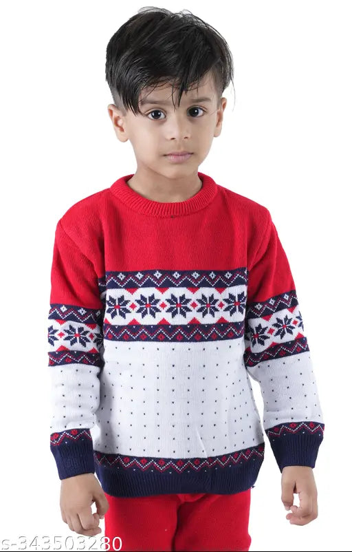 Winter warm fleece kids sweatshirt & pyjama pant set for baby boys, wool, long sleeves, printed net pattern