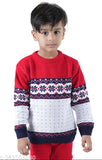Winter warm fleece kids sweatshirt & pyjama pant set for baby boys, wool, long sleeves, printed net pattern