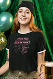 Black cotton Maxall KPOP crop top (XS-XXL), featuring Blackpink print on short sleeves for girls/women, made in India