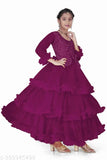 Soft net and satin new generation kids gown by B R Enterprise, full stitched with dupatta set, suitable for 5-16 years old, perfect for festivals and special occasions