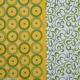 Green and white cotton Rajasthani bedsheet with floral patterns, double size.