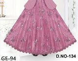 Sleeveless embroidered net Mastani kid's gown in vibrant color, perfect for festivals & special events. Made in India