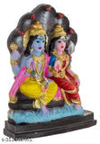 Ceramic unbreakable Lord Vishnu Laxmi idol with Sheshnaag, meticulously handcrafted Indian figurine for spiritual pooja or gifting