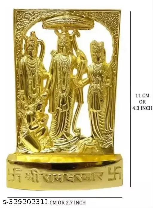 Metal statue of Lord Shree Ramdarbar, Indian artisan crafted, 10cm x 10cm x 7cm in size
