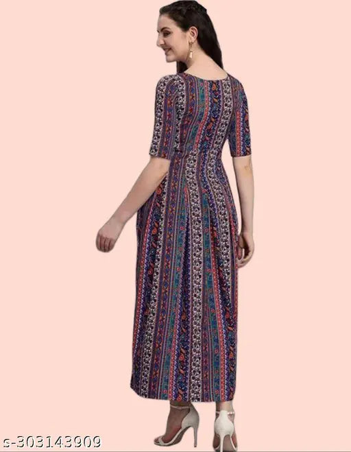 Crepe printed combo kurta with three-quarter sleeves, Indian women's fashion