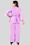 Peach crepe crop top & bottom set - boho chic, versatile, and comfortable women's fashion (India)