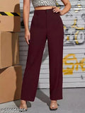 Maroon high-waisted flared trousers