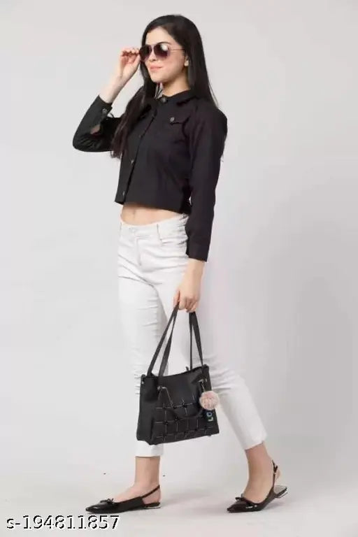 Denim jacket with black blazer vest
