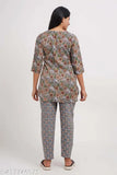 Women's beautiful floral printed rayon night suit with three-quarter sleeves, perfect for cozy nights