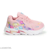 Pink PVC kids shoes for girls, stylish sneakers with lace up net detail, perfect for daily wear (India)