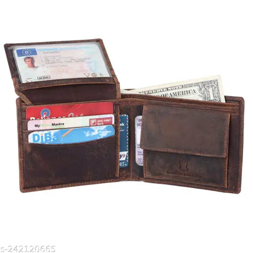 High-quality leather wallet combo for men - RFID protected, 2 compartments, solid pattern, gift boxed, Diwali/Christmas gift