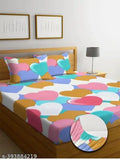 Yellow cotton wrinkle-free King Size Fitted Bedsheet with two Pillow Covers, ideal for summer use on double king mattresses