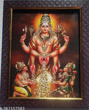 Gold-plated Indian wall hanging frame, 12x9 inches: Lord Dhana Dakshinamurthy Swarnakarshana Bhairava Swamy blessing Lakshmi Devi and Kuber Bhagwan