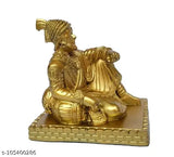 Gold polyresin Ganesh Idol: Shree Chatrapati Shivaji Maharaj murti, 4 inch square, Indian art