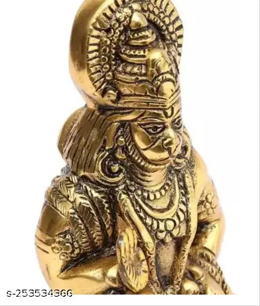Hanuman ji Statue in metal, antique finish, traditional design, 6 cm (Brass)