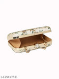 Tanishqa creations sequin embroidered faux silk clutch with clear top and zip closure