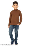Cotton blend full sleeves highneck turtle neck unisex T-shirt, solid color for kids aged 4-12 (sizes: 0-12 years)