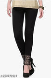 Minimus black lace cotton lycra leggings, women's and girls' bottom wear