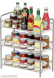 Glocy stainless steel kitchen rack with 12 shelves, containing various food items and jars