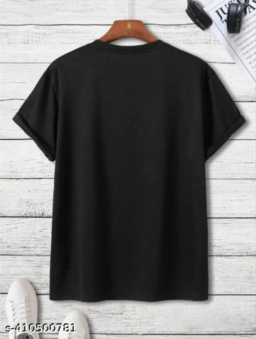 Printed black polyester t-shirt for boys & men, featuring Rajput trending designs in paisley pattern